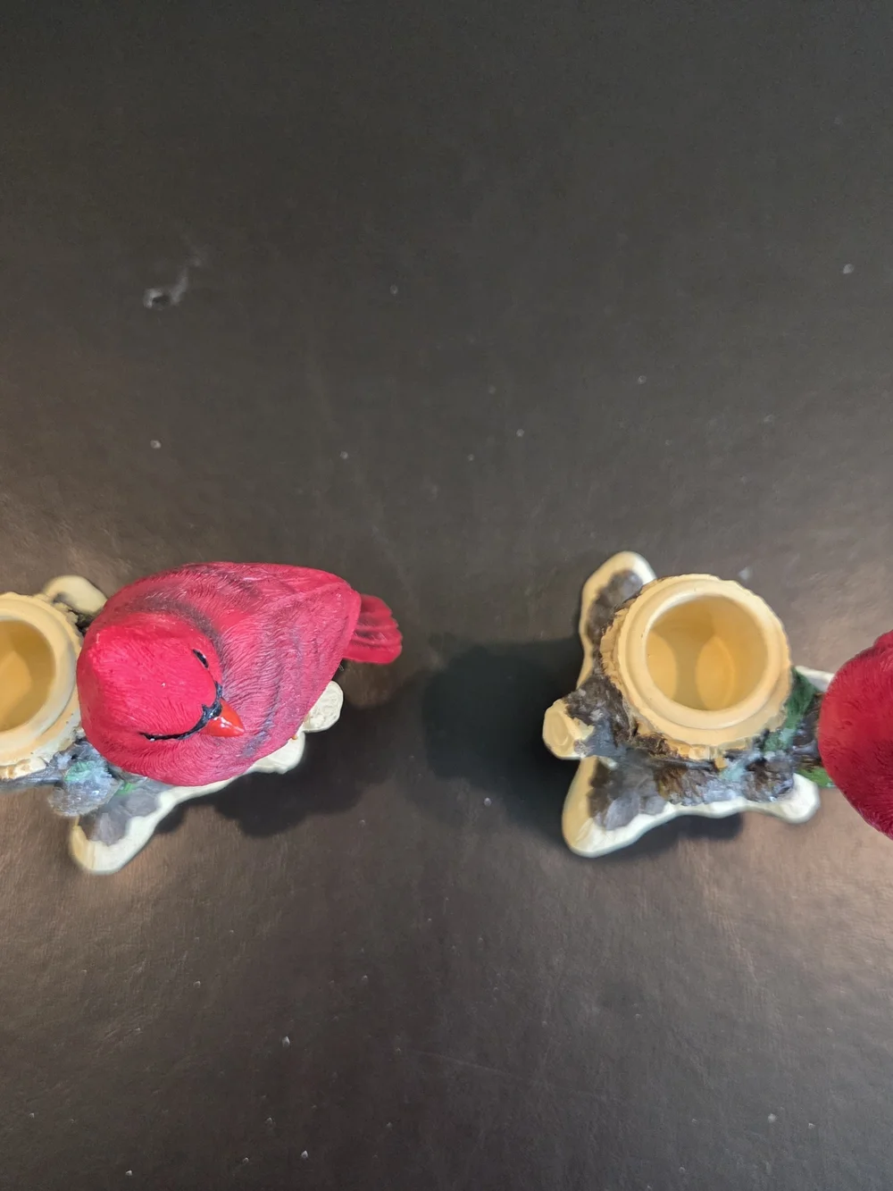 Set of 2 Hobby Lobby Red Cardinal Resin Candle Holders Christmas Winter Decor 5